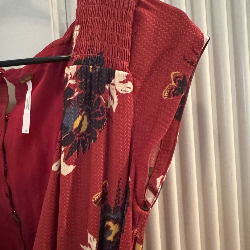 Free People Red Floral Maxi Dress Size 0 - Picture 5 of 7